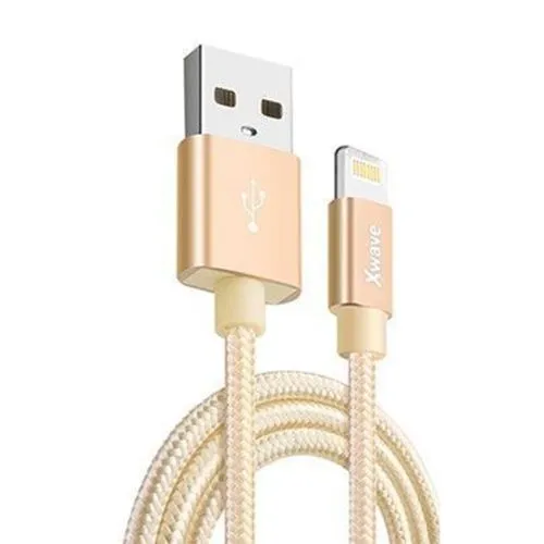 XWAVE Kabl USB Iphone 3A ALU, 2m, pleteni, zlatna