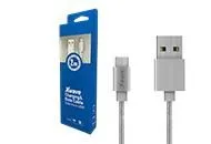 XWAVE Kabl USB2.0 na Micro USB 2M/2A/ aluminium/ upleteni/ srebrni