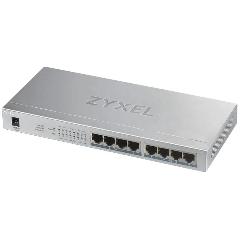 Zyxel GS1008-HP/ 8 Port Gigabit PoE+ unmanaged desktop Switch/ 8 x PoE/ 60 Watt