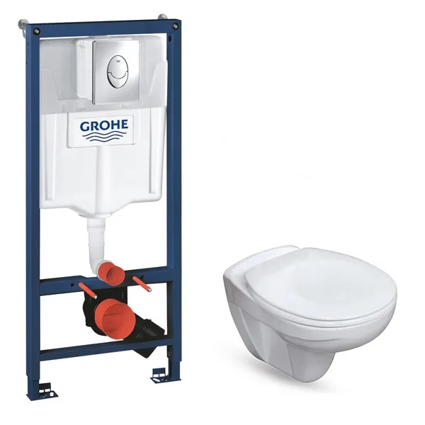 GROHE Set - Ugradni vodokotlić + WC šolja i daska HROM KRUG