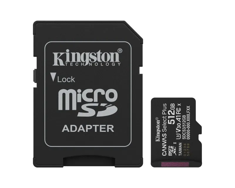 KINGSTON Memorijska kartica U1 V10 SDXC 512GB Canvas Select Plus G3 150R SDCS3/512GB + adapter