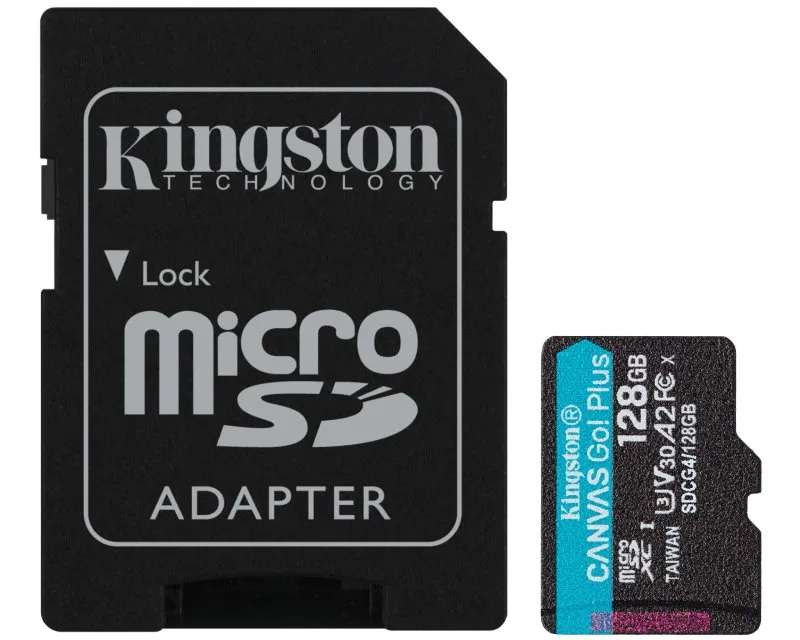 KINGSTON Memorijska kartica U3 V30 microSDXC 128GB Canvas Go Plus 200MB/s A2 + adapter SDCG4/128GB
