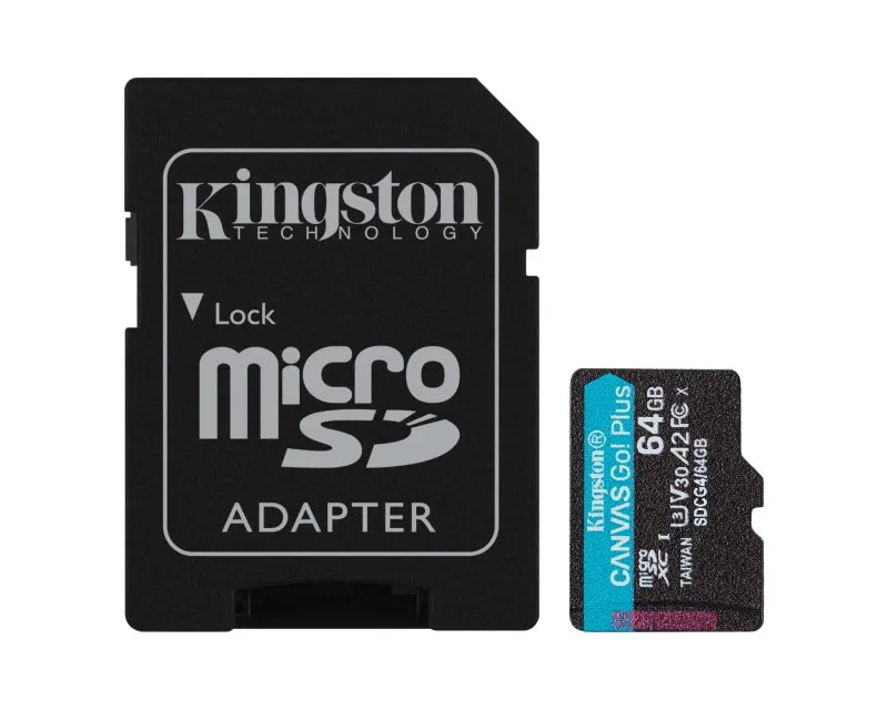 KINGSTON Memorijska kartica U3 V30 microSDXC 64GB Canvas Go Plus 200MB/s A2 + adapter SDCG4/64GB