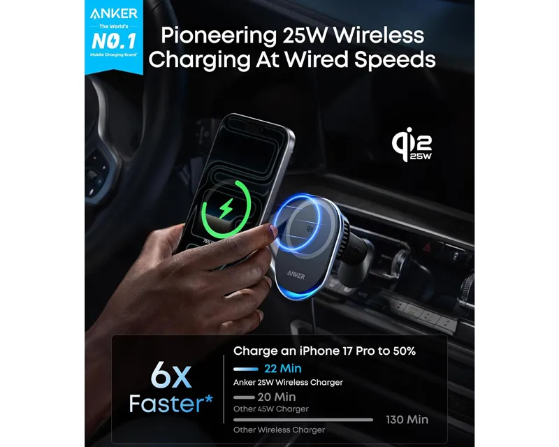 Prime 25W MagGo bežični + auto punjač sa USB-C M/M kablom, crni 