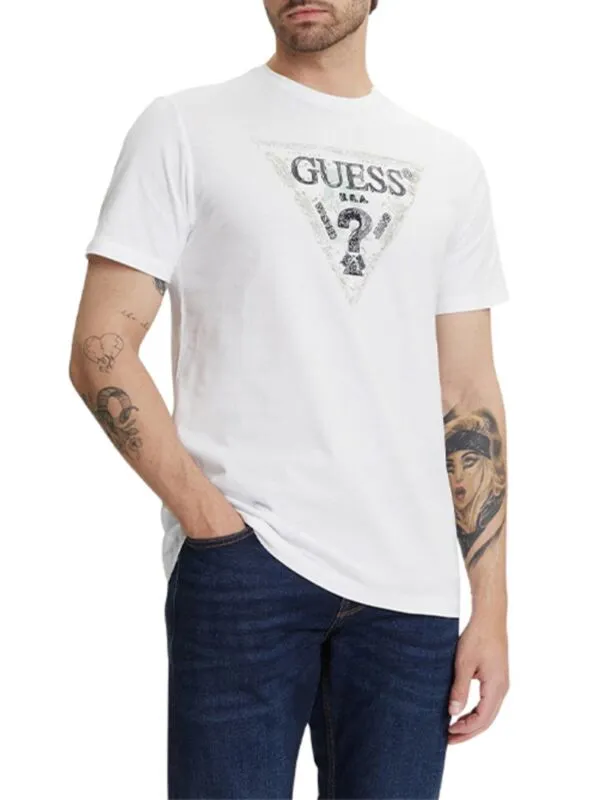 Guess - Bela pamučna muška majica