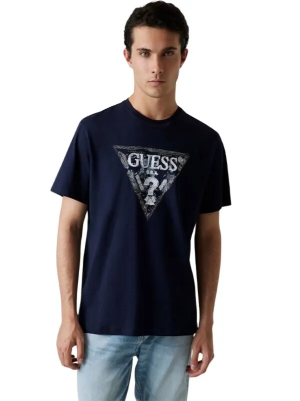 Guess - Teget pamučna muška majica