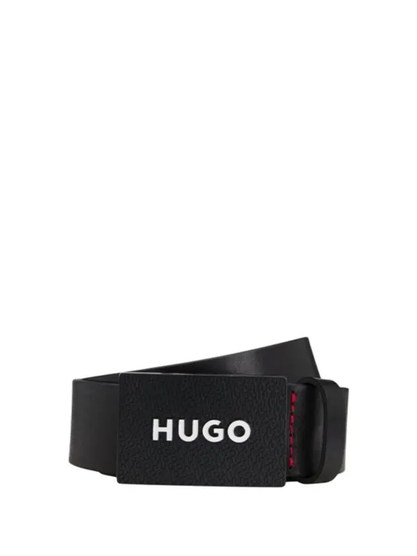 HUGO - Crni kožni muški kaiš