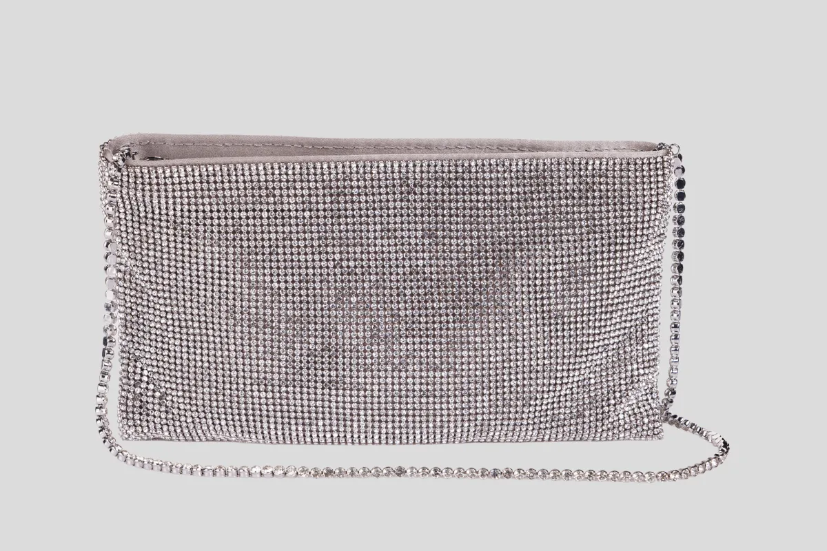 BENEDETTA BRUZZICHES Torba 0015019/PL26 YOUR BEST FRIEND la petite Rhinestone mesh/Crystal On Silver