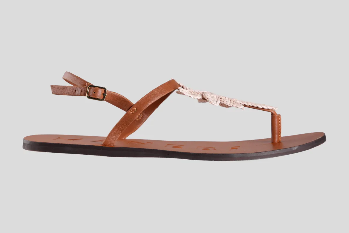 MANEBI Sandale X 3.8 Y0/PL26 tan with natural palm thongs