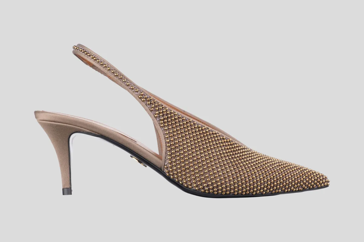STELLA MCCARTNEY Sandale 810686E00297/PL26 Slingback 65 Studded Mesh On Eco Satin 8200 bronze
