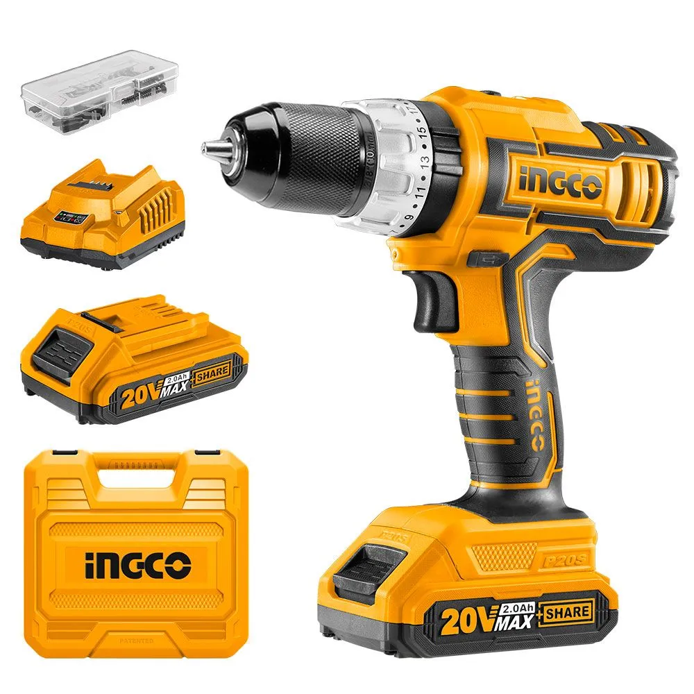 Akumulatorska bušilica/odvrtač 55Nm; 20V 2x2,0Ah + kofer INGCO CIDLI20031