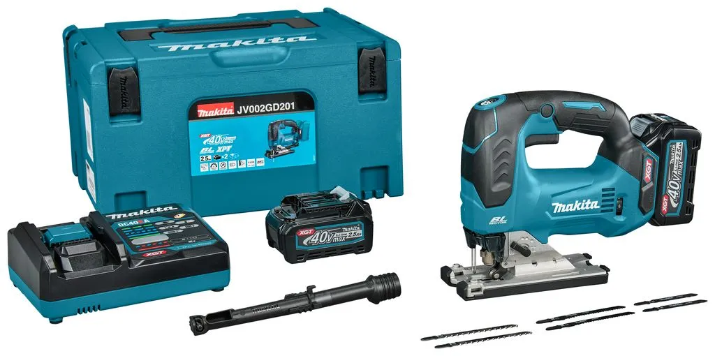Akumulatorska ubodna testera Makita JV002GD201; 40V XGT; 2x2,5Ah + punjač