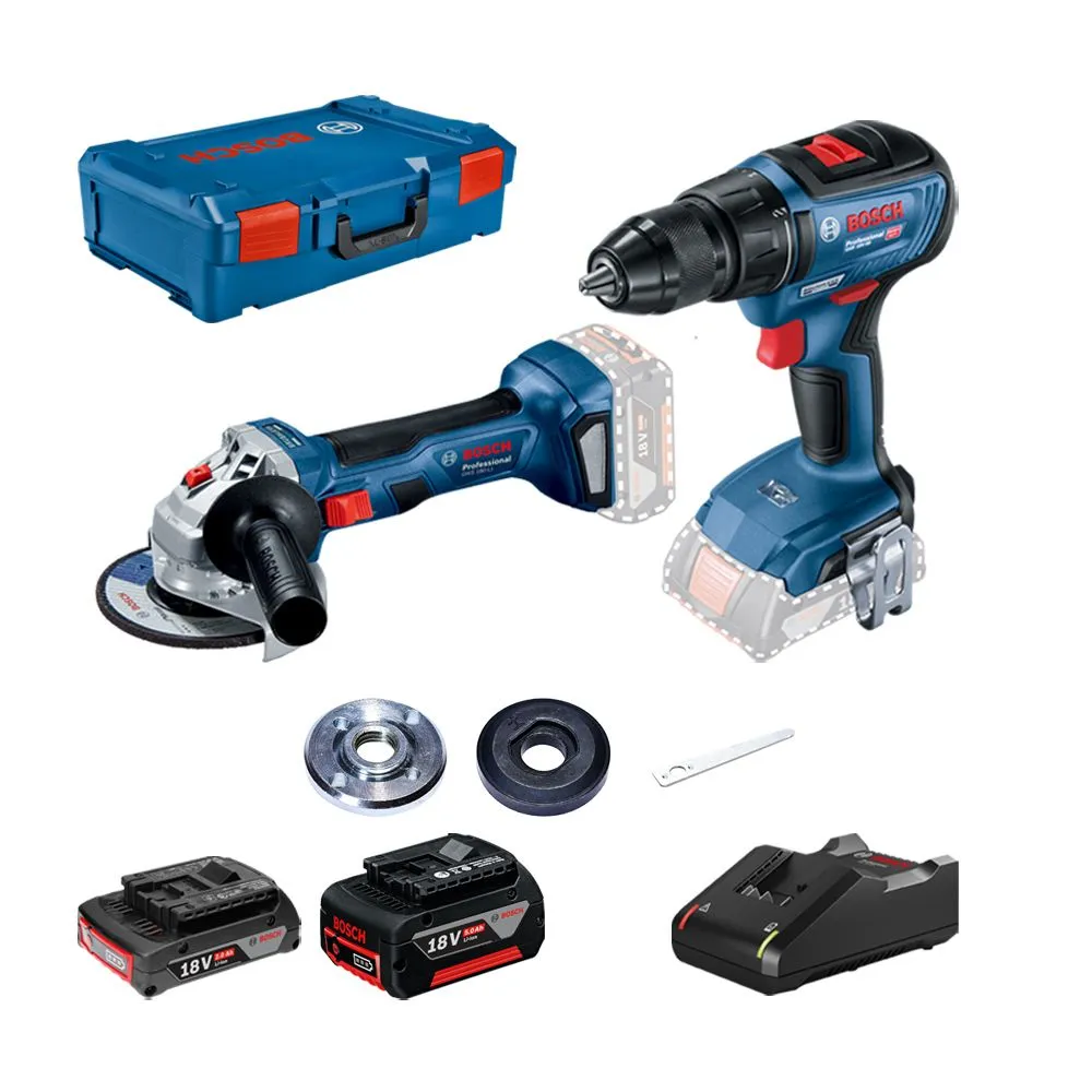 Akumulatorski set alata Bosch GSR 18V-50 + Bosch GWS 180; 18V; 1x5,0 Ah; 1x2,0 Ah (0615990M47)