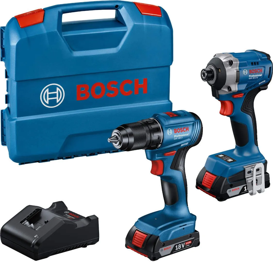Akumulatorski set Bosch udarni odvrtač GDR 18V-215 + bušilica-odvrtač GSR 185-Li; 2x2,0Ah + punjač i kofer (06019N2023)