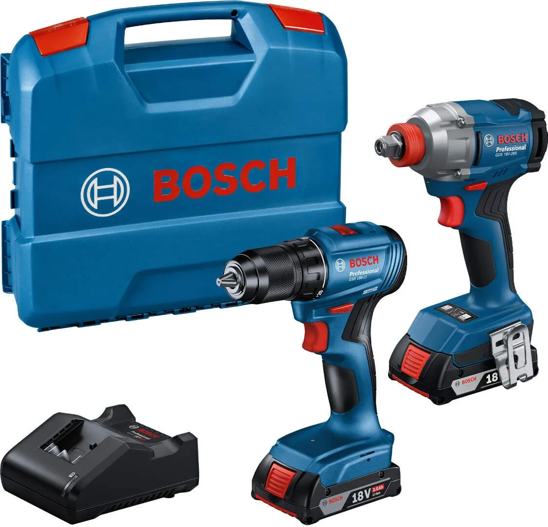 Akumulatorski set Bosch udarni odvrtač GDX 18V-285 + bušilica-odvrtač GSR 185-LI; 2x2,0Ah + punjač i kofer (06019N2123)