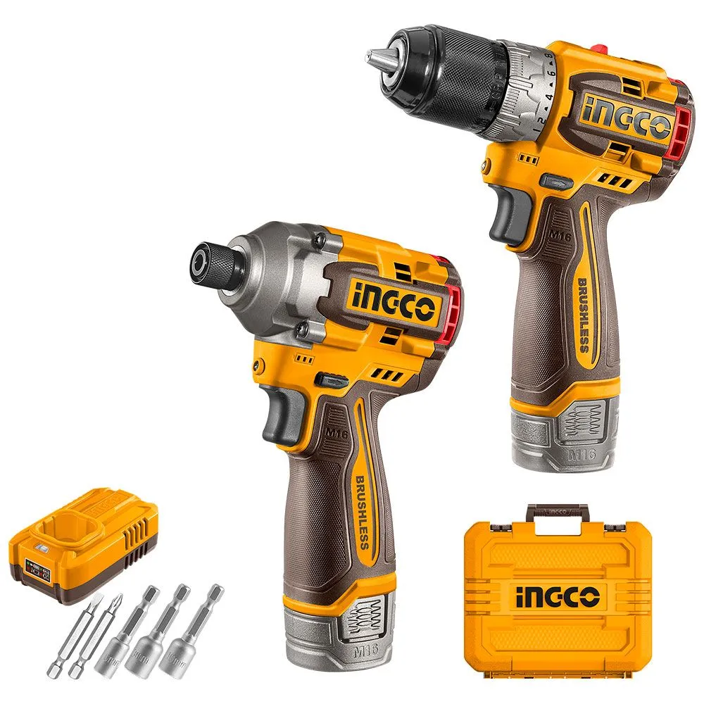Akumulatorski set udarni odvrtač 170Nm + bušilica-odvrtač 16V 2x2,0Ah Super INGCO COSLI240968