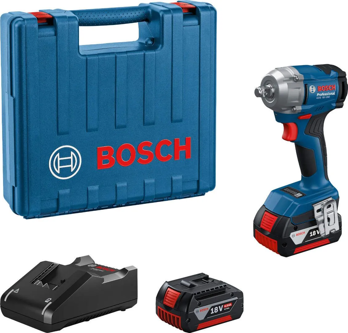 Akumulatorski udarni odvrtač Bosch GDS 18V-350; 2x4,0Ah + punjač + kofer (06019M5021)