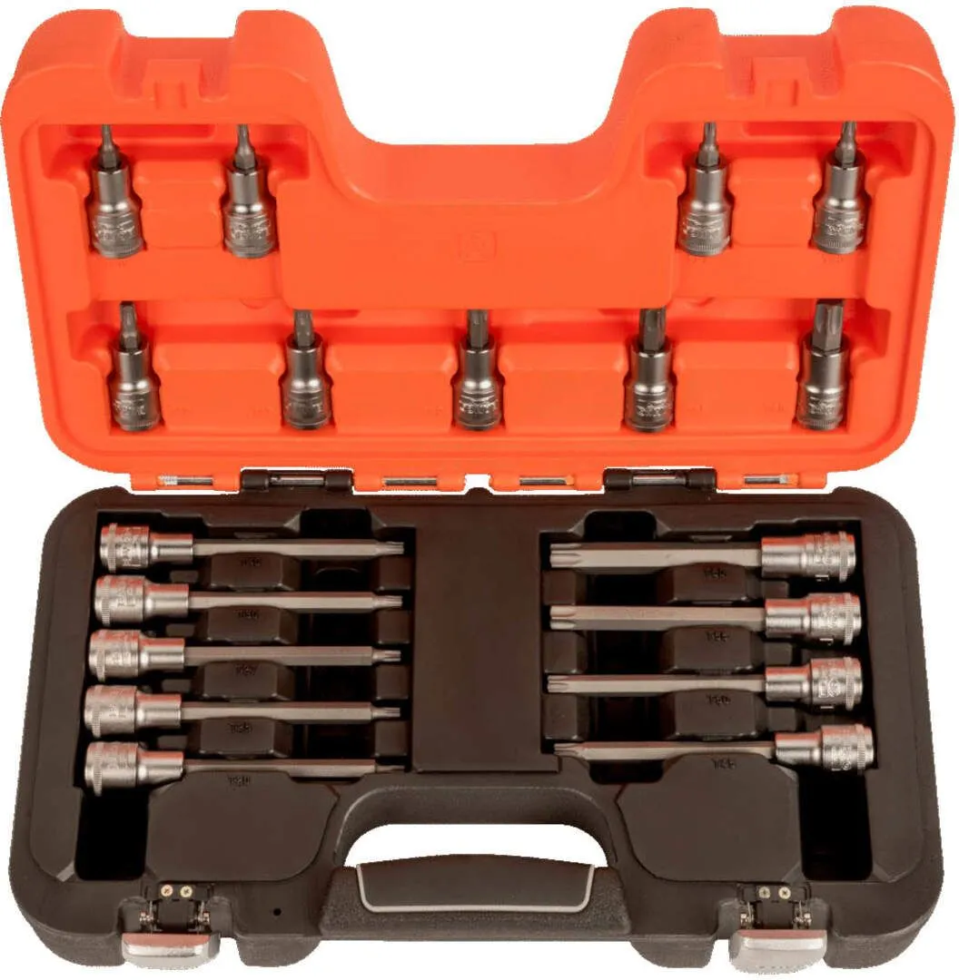 Bahco 18-delni set nasadnih dugih i kratkih Torx bitova, prihvat 1/2" u koferu (S18TORX)