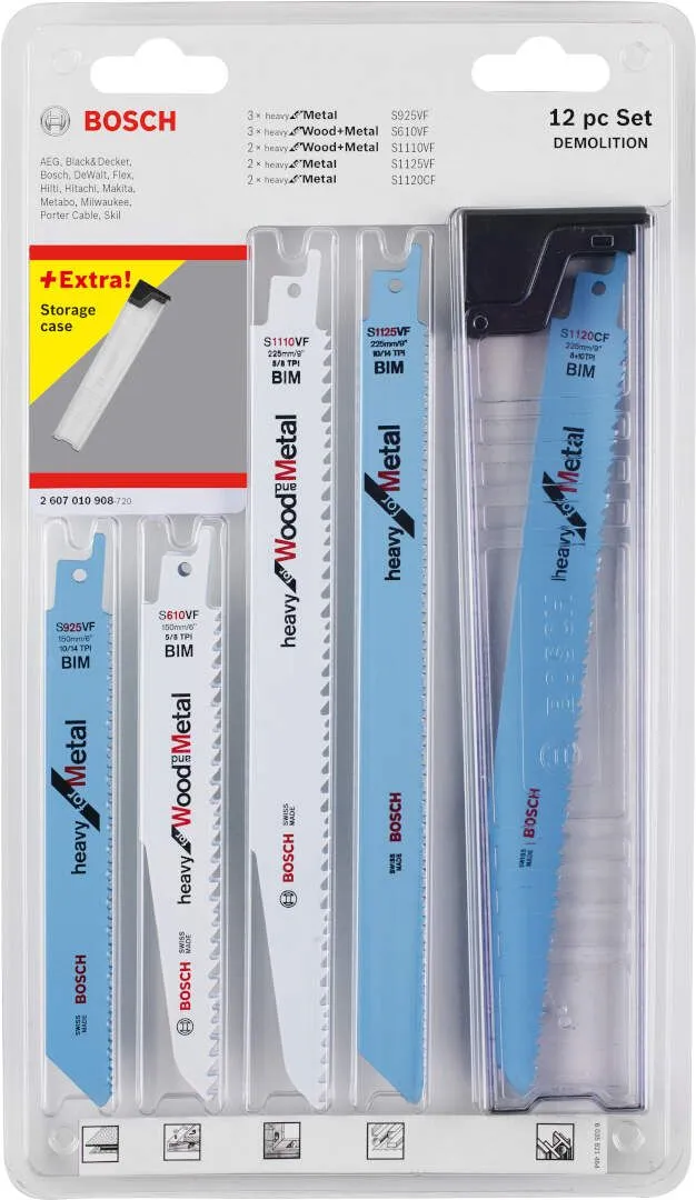 Bosch 12-delni set listova univerzalne testere Demolition S 925 VF (3x); S 610 VF (3x); S 1110 VF (2x); S 1125 VF (2x); S 1120 CF (2x) - 2607010908