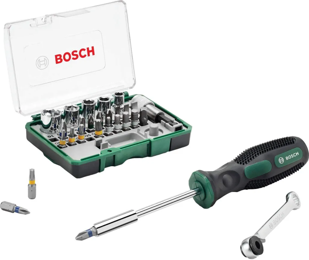Bosch 27-delni set bitova sa čegrtaljkom i ručnim zavrtačem (2607017331)