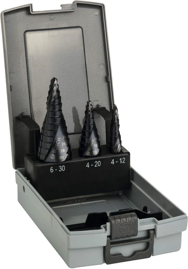 Bosch 3-delni set stepenastih burgija HSS-AlTiN 4-12; 4-20; 6-30 mm - 2608588069
