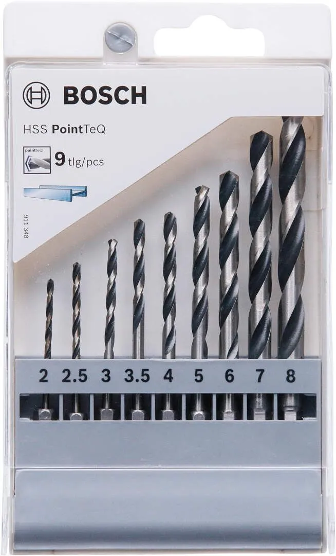 Bosch 9-delni set HSS spiralnih burgija PointTeQ 2,0-8,0 mm sa šestougaonim HEX prihvatom (2607002826)