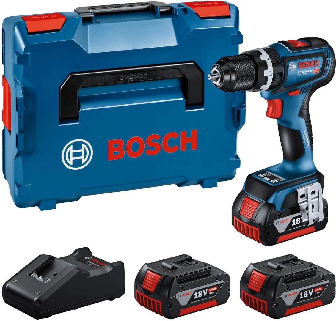 Bosch akumulatorska vibraciona bušilica/odvijač GSB 18V-90 C + 3x PC 18V 4.0 Ah + GAL 18V-40 + L-BOXX (0615A5002W)