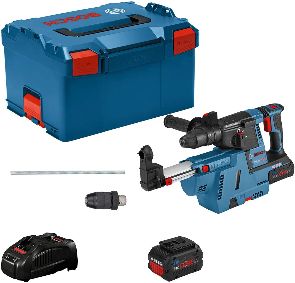 Bosch GBH 18V-26 F + GDE 18V-16 adapter za usisavanje; 2 x 5,5 Ah ProCORE u L-Boxx koferu (061191000G)