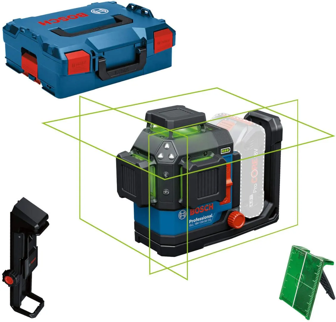 Bosch GLL 18V-120-33 CG laserski nivelator zelenog zraka 3x360° 120m domet u L-Boxx koferu (0601065101)