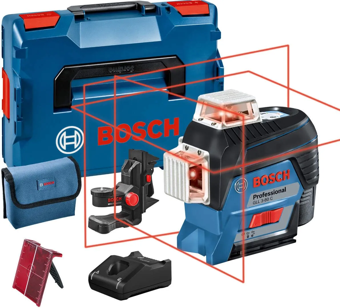Bosch GLL 3-80 C linijski laser Bluetooth 80m + L-Boxx; 12V; 1x2,0 Ah (0601063R02)