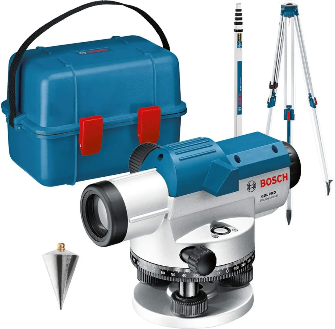 Bosch GOL 20 D optički uređaj za nivelisanje - nivelir + stativ i merna letva (0601068402)