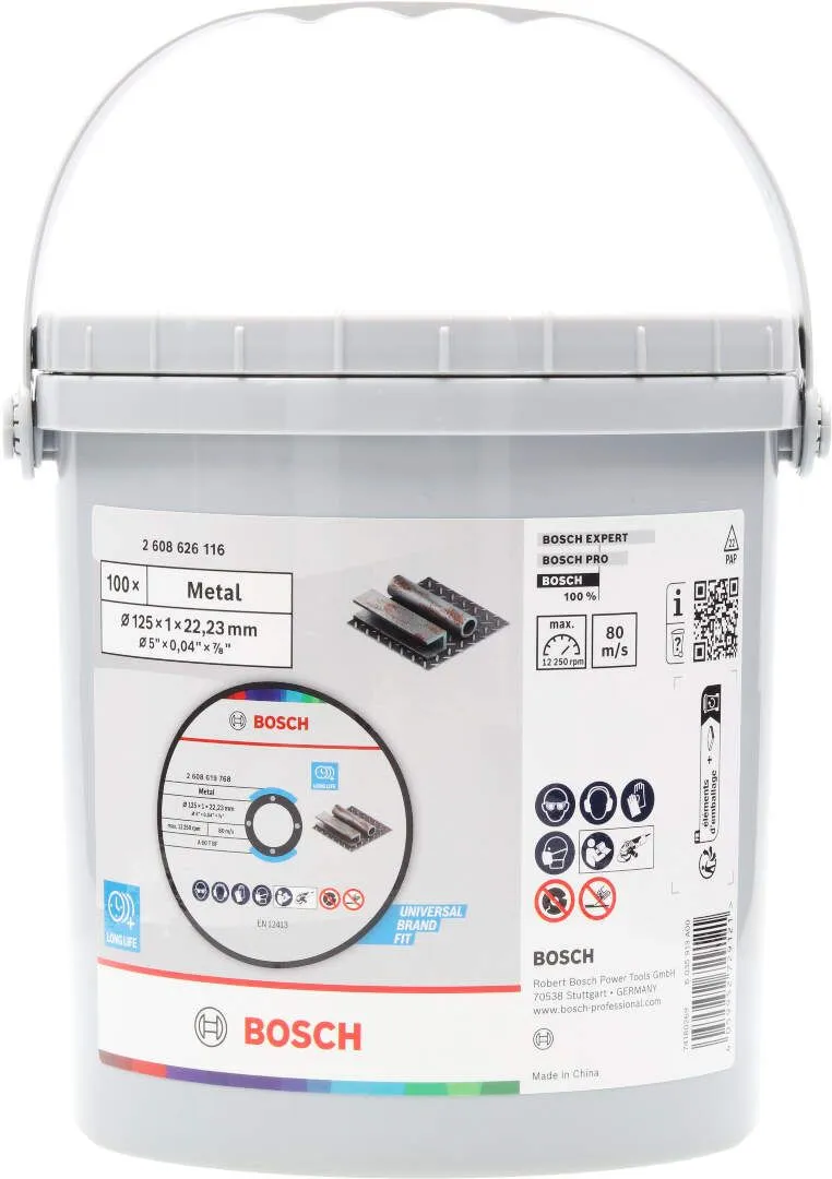 Bosch GRAB & GO PVC kantica,100kom reznih ploča, ravna Standard for Metal A 60 T BF, 125x22,23x1,0mm  (2608626116)