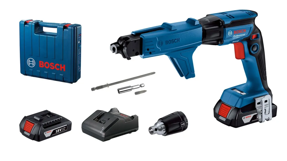 Bosch GTB 185-Li akumulatorski odvrtač za suvu gradnju; 2x2,0 Ah + nastavak sa magacinom za vijke  GMA 55 (06019K7022)