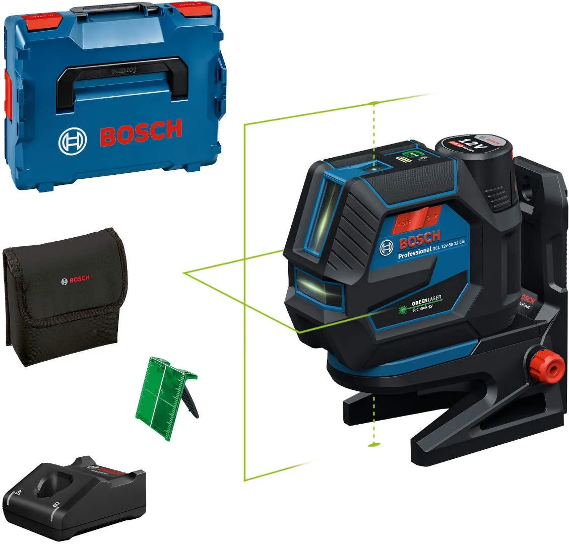 Bosch kombinovani laser GCL 12V-50-22 CG + akumulator 12V 2,0Ah + punjač + držač RM 20 + L-BOXX 136  (0601066S02)