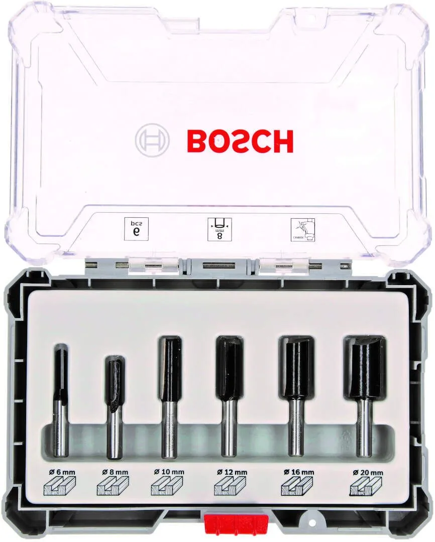 Bosch komplet ravnih glodala, 6 komada, prihvat od 8 mm - 2607017466