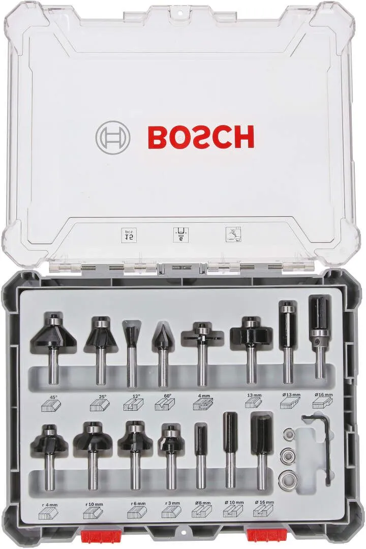Bosch komplet raznih glodala, 15 komada, prihvat od 6 mm - 2607017471