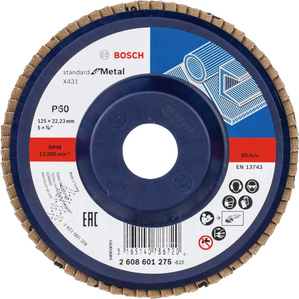 Bosch lamelni brusni disk X431, Standard for Metal 125 mm, 22,23 mm, granulacija 60 - 2608601275