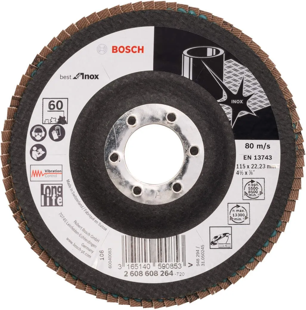 Bosch lamelni brusni disk X581, Best for Inox 115 mm, 22,23 mm, 60 - 2608608264
