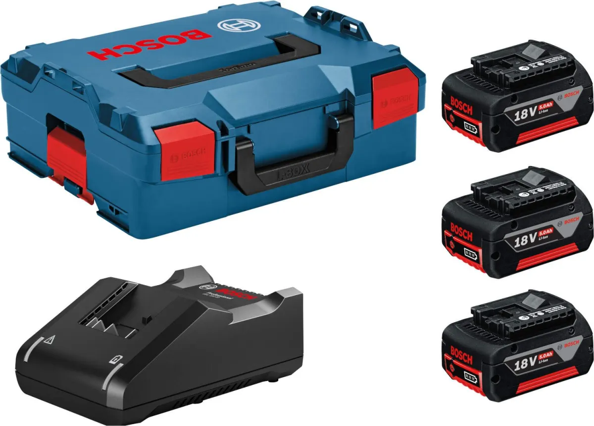 Bosch početni set 3 x akumulator GBA 18V 5,0 Ah + punjač GAL 18V-40; L-Boxx (0615990L3T)