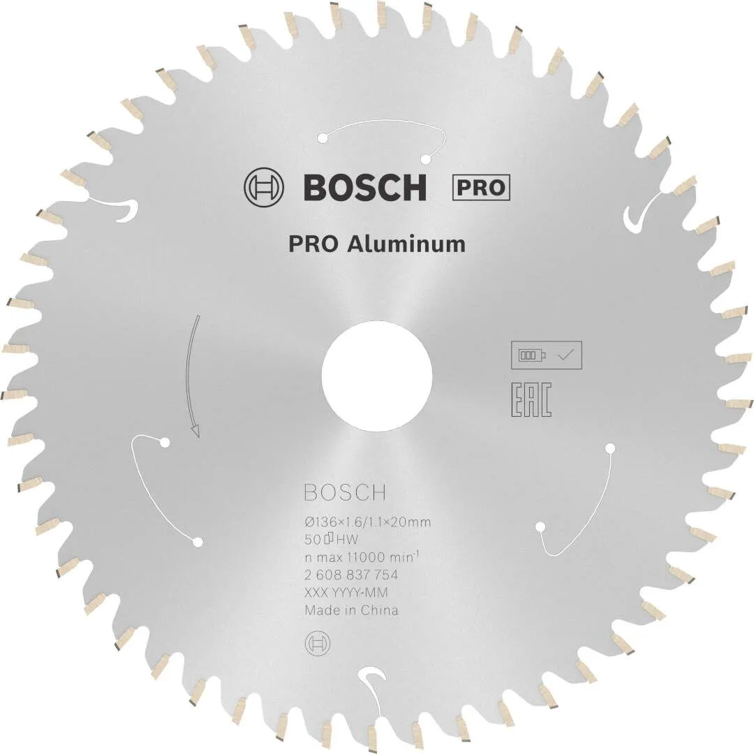 Bosch PRO Aluminium list za akumulatorsku kružnu testeru 136x1.6x20 mm 50z HLTCG max 11.000 o/min (2608837754)