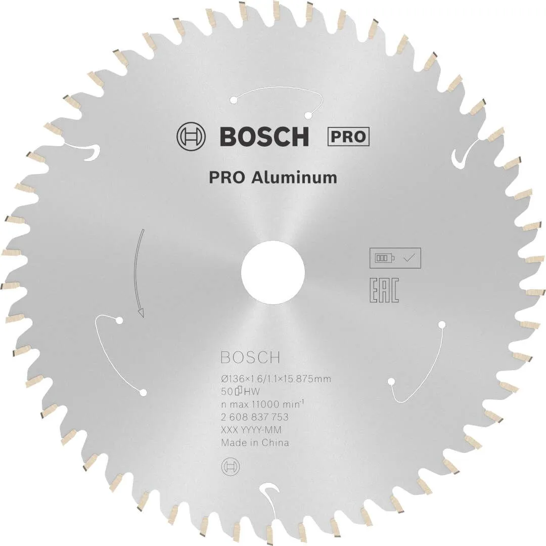 Bosch PRO Aluminium list za akumulatorsku kružnu testeru 136x1.6x15.875 mm 50z HLTCG max 11.000 o/min (2608837753)