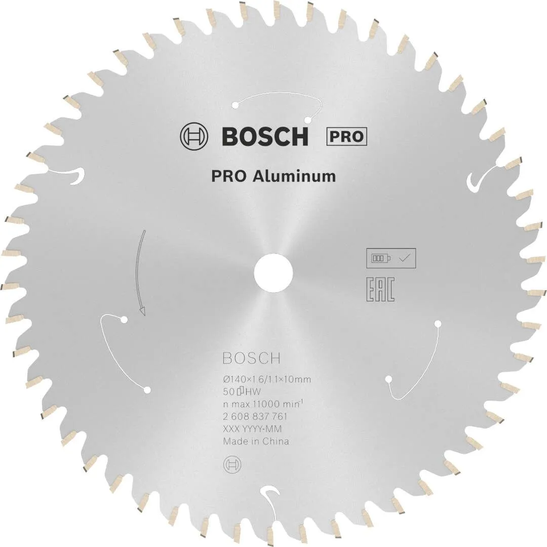 Bosch PRO Aluminium list za akumulatorsku kružnu testeru 140x1.6x10 mm 50z HLTCG max 11.000 o/min (2608837761)