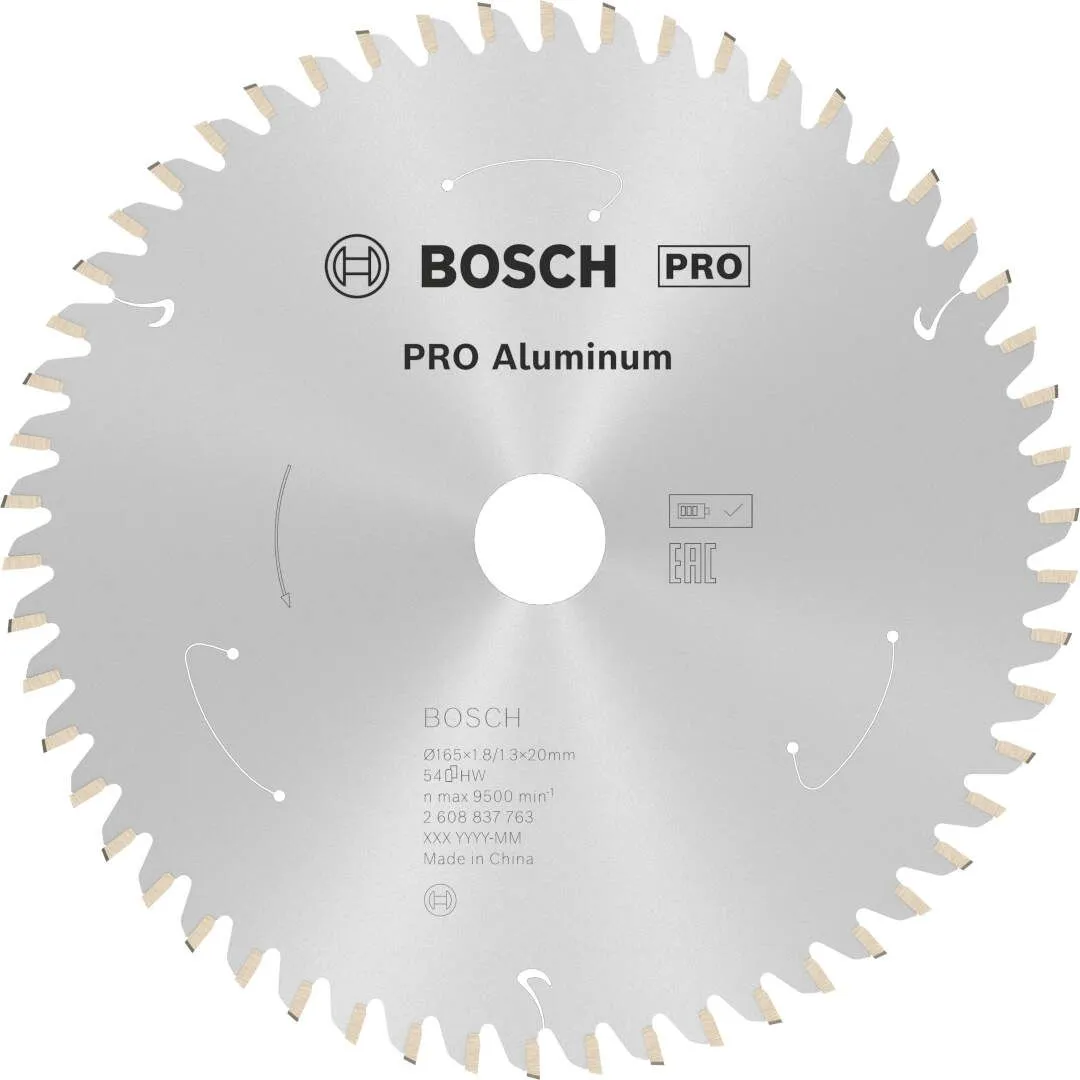 Bosch PRO Aluminium list za akumulatorsku kružnu testeru 165x1.8x20 mm 54z HLTCG max 9.500 o/min (2608837763)
