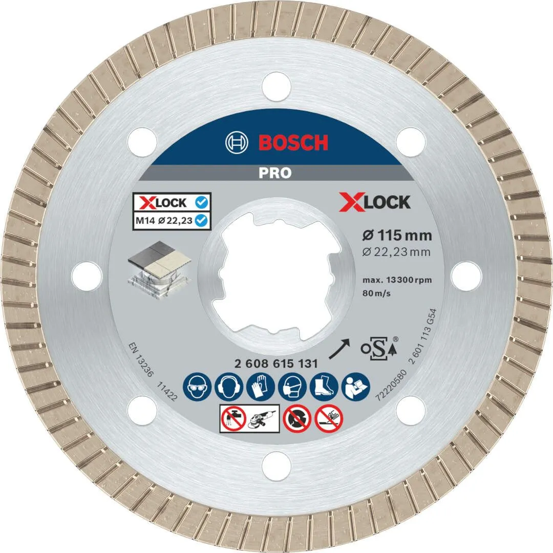 Bosch PRO Ceramic X-LOCK dijamantska rezna ploča 115x1.4 mm segmenti 7 mm (2608615131)