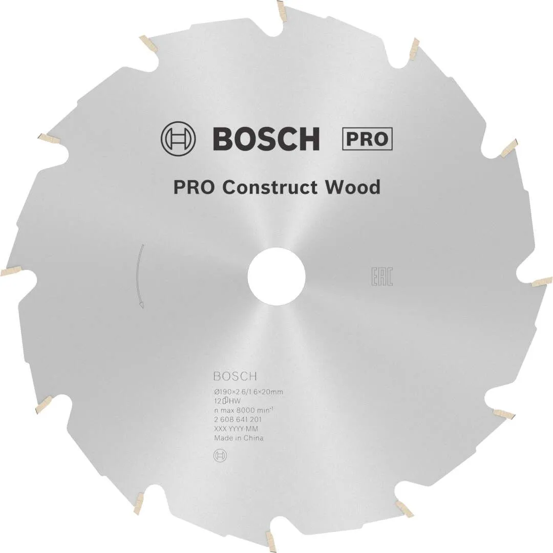 Bosch PRO Construct Wood list kružne testere 190x2.6x20 mm 12z HB max 8.000 o/min (2608641201)