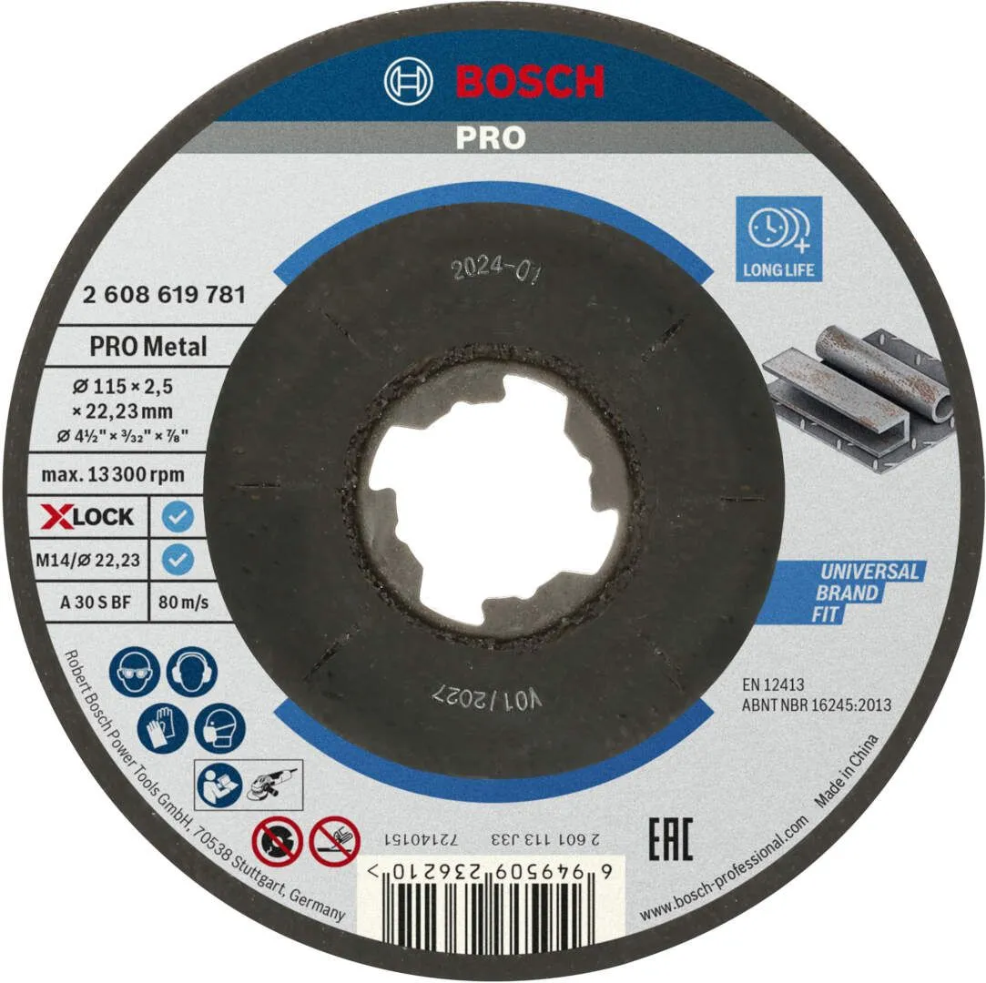 Bosch PRO Metal X-LOCK rezna ploča 115x2.5 mm A 30 S BF izvijena (2608619781)