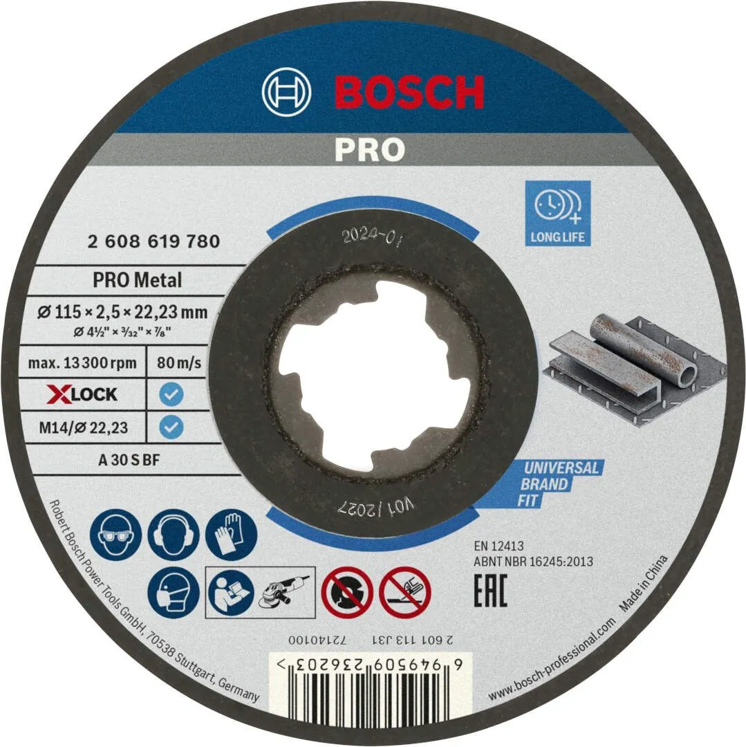 Bosch PRO Metal X-LOCK rezna ploča 115x2.5 mm A 30 S BF ravna (2608619780)