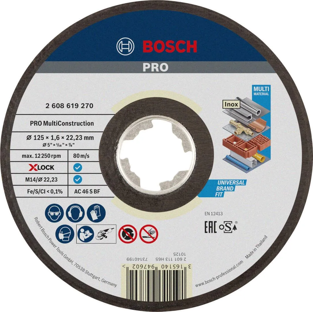 Bosch PRO Multi Material X-LOCK rezna ploča 125x1.6 mm AC 60 S BF oSa ravna (2608619270)
