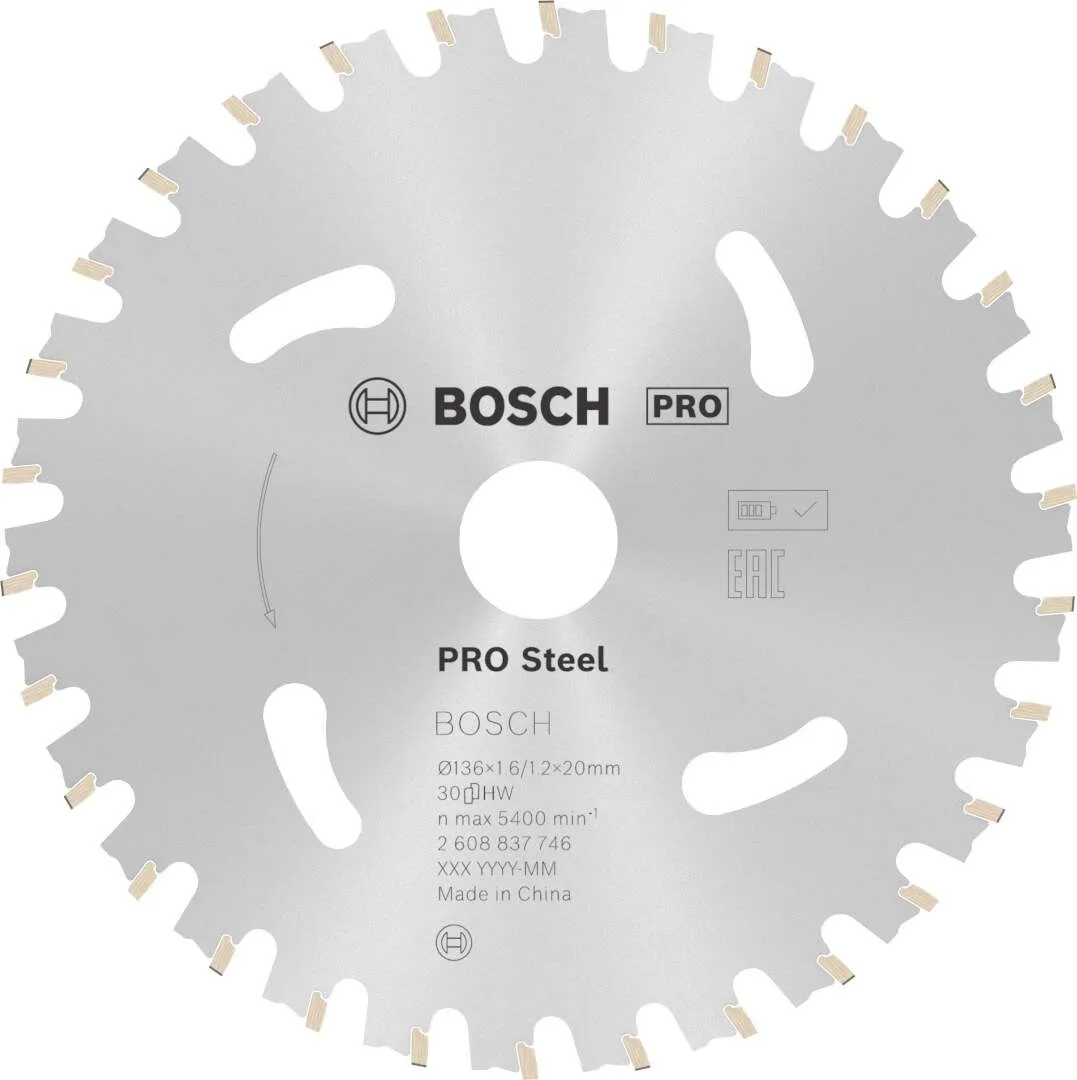 Bosch PRO Steel list za akumulatorsku kružnu testeru 136x1.6x20 mm 30z HB max 5.400 o/min (2608837746)
