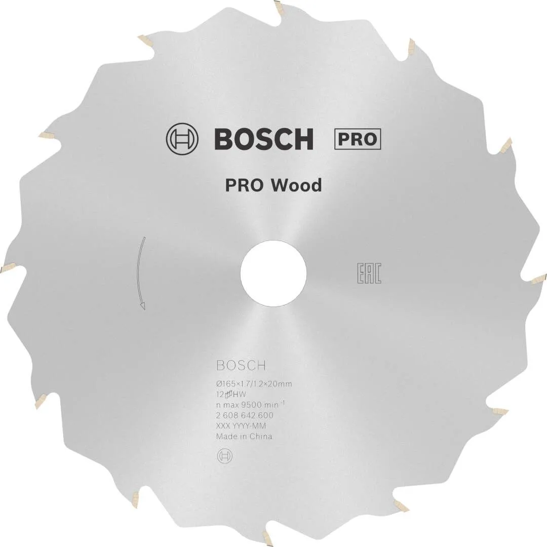 Bosch PRO Wood list kružne testere 165x1.7x20 mm 12z ATB/FT max 9.000 o/min (2608642600)